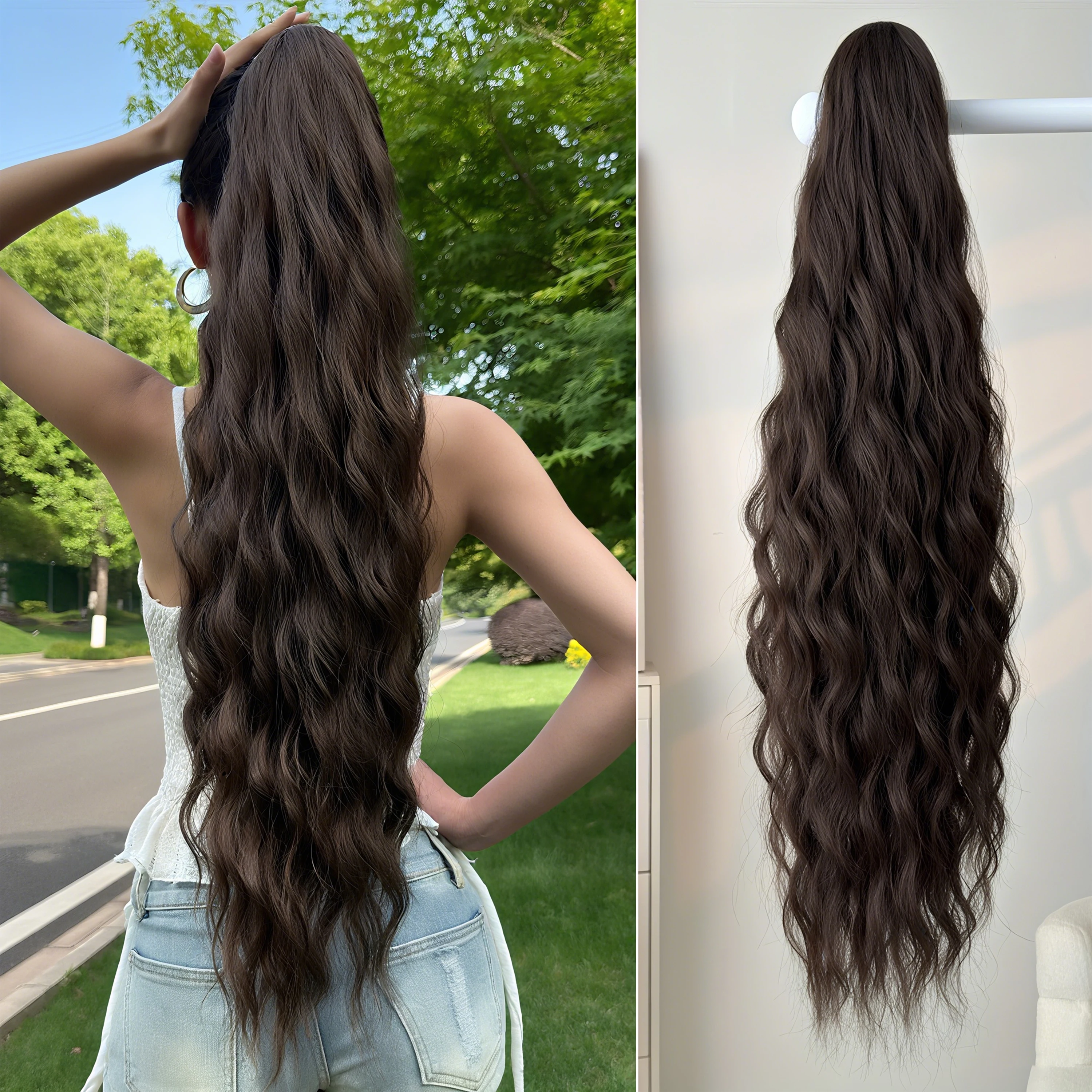 

Water Wave Claw Clip Ponytail Extension Multi Layered Hair Clip in Hair Extensions Ponytail Natural Soft Synthetic Hairpiece