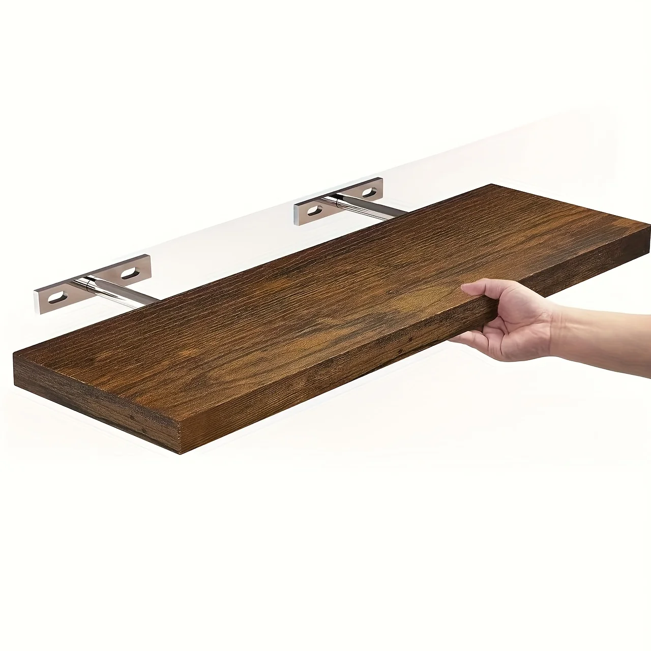 Classic Solid Wood Wall Mounted Horizontal Strip Design Shelf Space-saving for Storage and Display in Living Room and Bedroom image 3