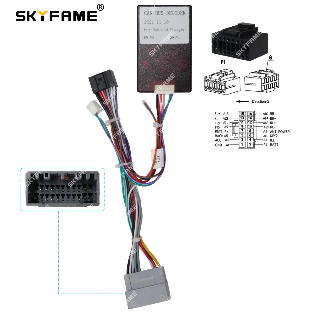 

Skyfame 16pin Car Wiring Harness Adapter Canbus Box Decoder For Jeep Grand Cherokee Chrysler Grand Voyager Dodge Pickup