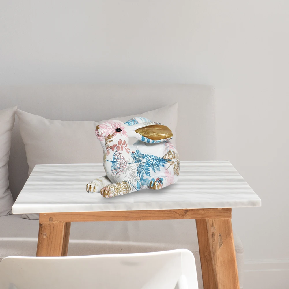 Rabbit Statue Creative Lifelike Rabbit Sculpture Rabbit Decoration Easter Bunny Ornament for Home Office Desktop