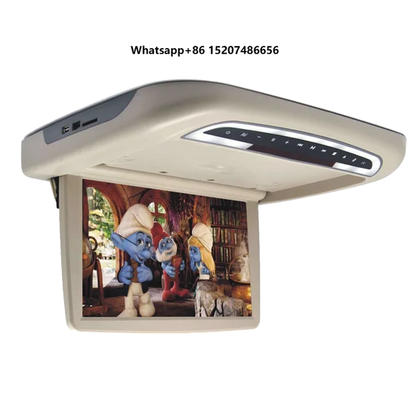 12.1 Inch Motorized Flip-Down Design LCD Car Roof Mount  with for DVD MP5 CD Player USB SD Card Connection Remote Control