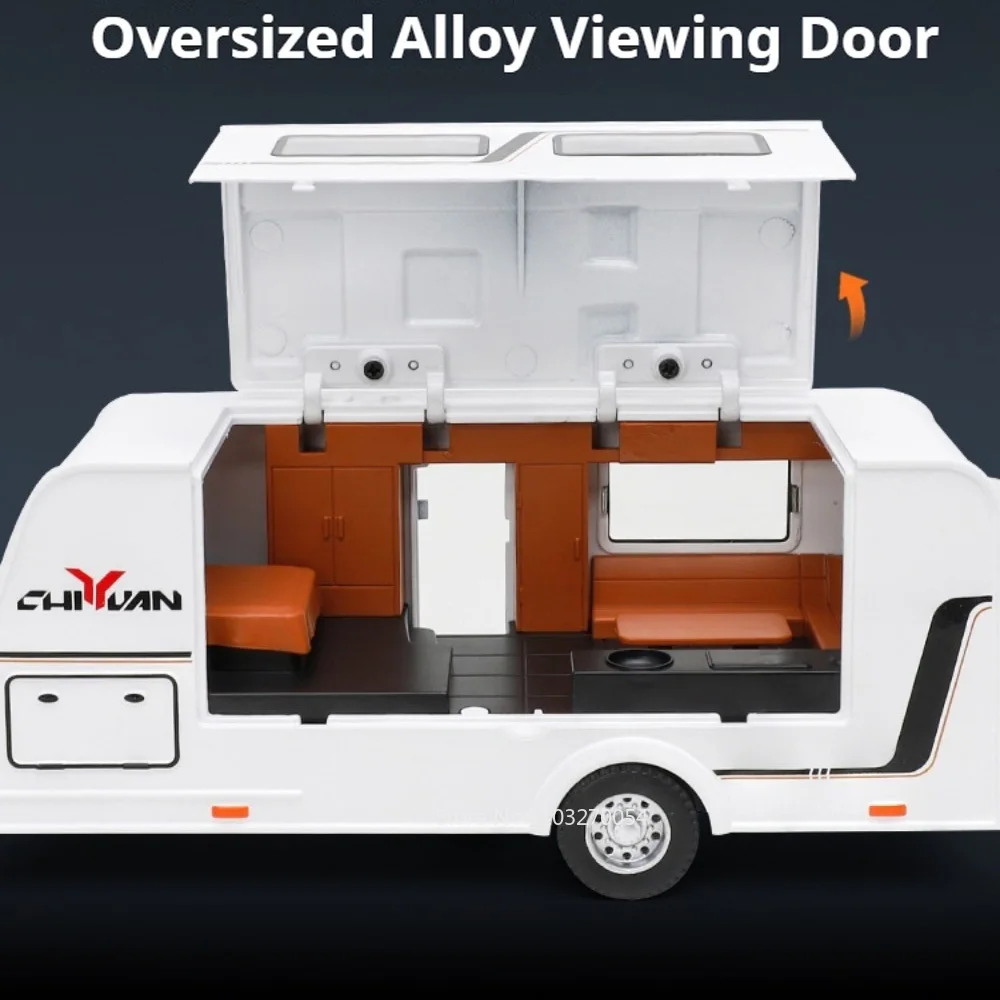 1:32 Alloy Rolls Royce Cullinan Trailer RV Diecast Toys Cars Model Doors Can Be Opened Rubber Tire Pull Back Vehice Friend Gifts