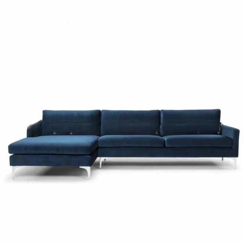 

Nordic simple living room black flannel corner princess sofa combination, furniture villa metal reception sofa