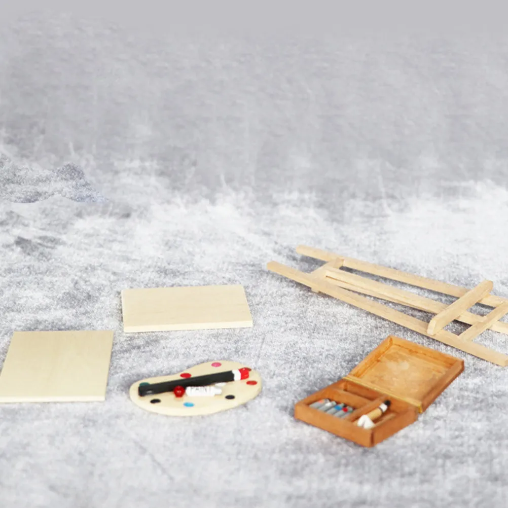 

1Set Miniature Wood Easel Mini House Decoration Wear Resistant Mini Painting Board Holder Creative DIY Landscape Accessory