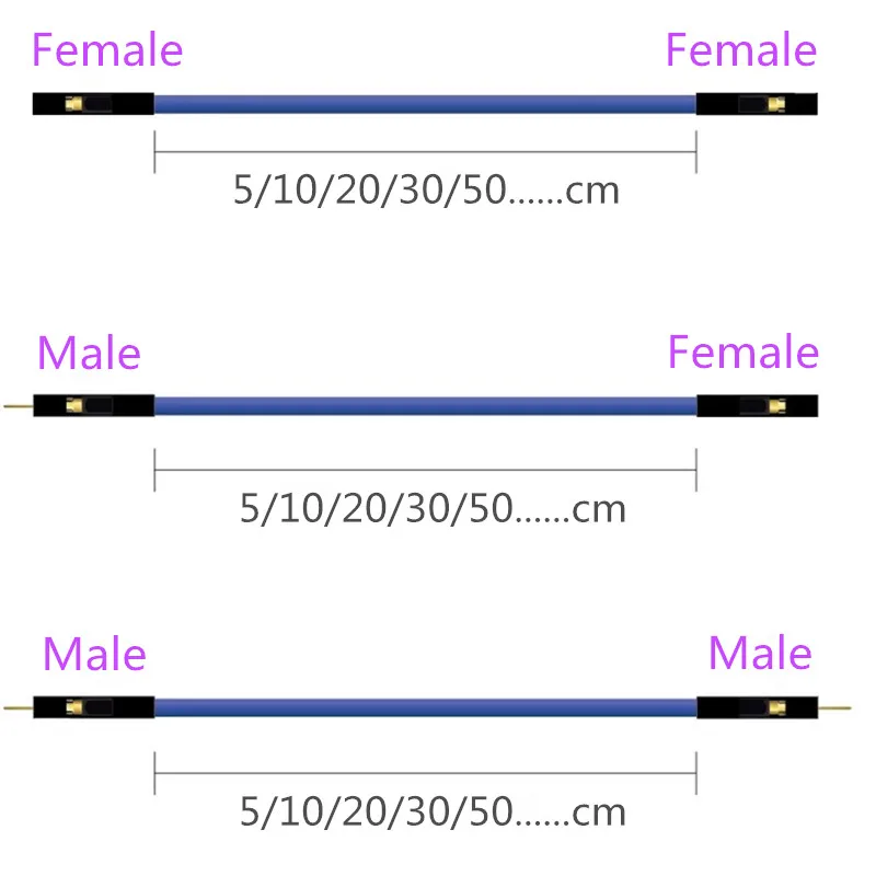 10 stücke 1P Super Weiche Silikon 24AWG Gold Platte Dupont Kabel Für Arduino 10 cm 20 cm 30 cm 2,54mm Pitch Männlich Weiblich Dupont Jumper Draht – Detail 2