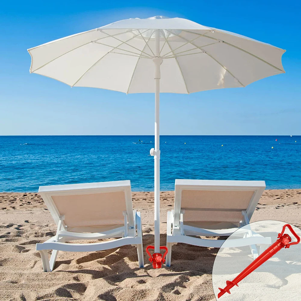 1pc Beach Umbrella Anchor Spiral Screws Red Outdoor Garden Sun Umbrella Stand Apply To Beach Grass And Terraces image 4