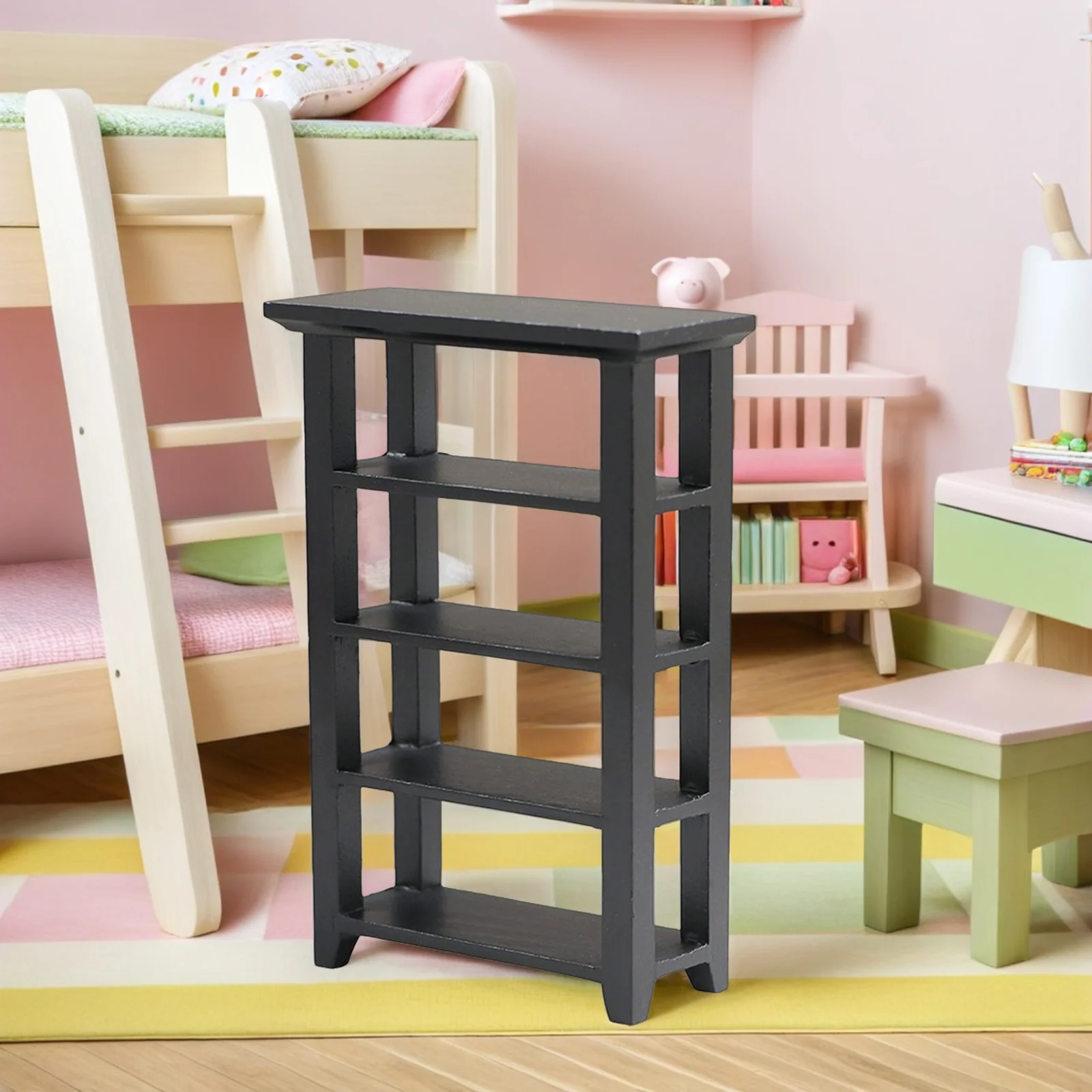 Simulation Book Shelf Mini Wooden Bookcase for Mini House Furniture Decor Colorful Life Scene Creation Premium Wood Material Use