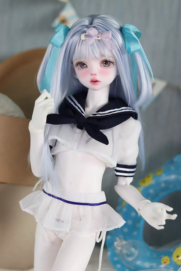 Roupas de boneca bjd adequadas para 13/1/4 tamanho sd roupas de boneca malha terno de marinheiro roupa íntima + roupa íntima + top de malha + saia de malha + gravata 5 peças