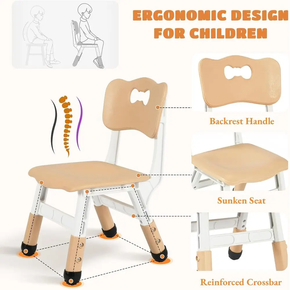 Kids Table and 4 Chairs, Height Adjustable Toddler Desk & Chair Set, Anti-Slip Legs, Graiti Desktop, Children Large Multi-Activi
