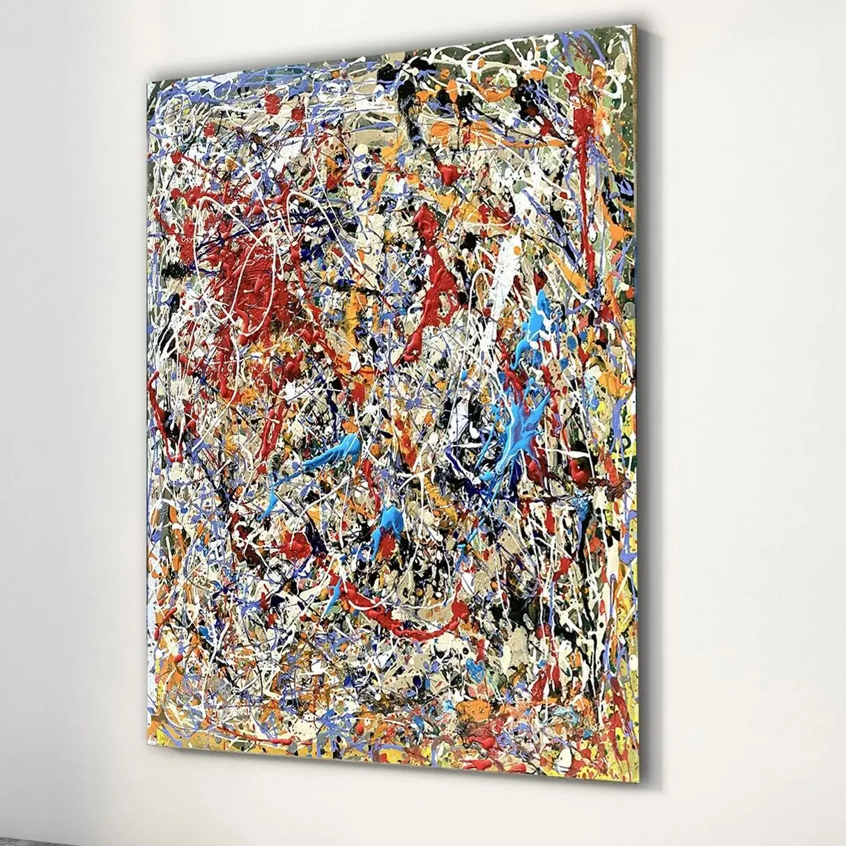 Original Abstract Painting Jackson Pollock Style Painting Minimalist Abstract Oil Painting Large Terracotta Wall Art Home Decor
