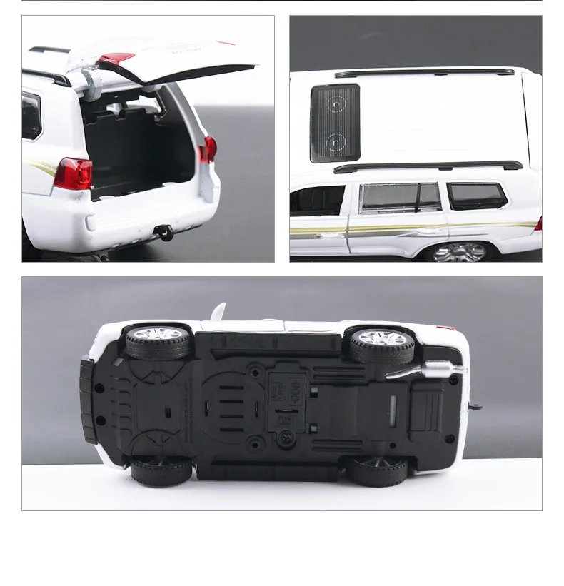 Modelo de aleación Land Cruiser 1:32, coche de juguete con sonido y luz extraíble, modelo de coche de aleación fundido a presión coleccionable