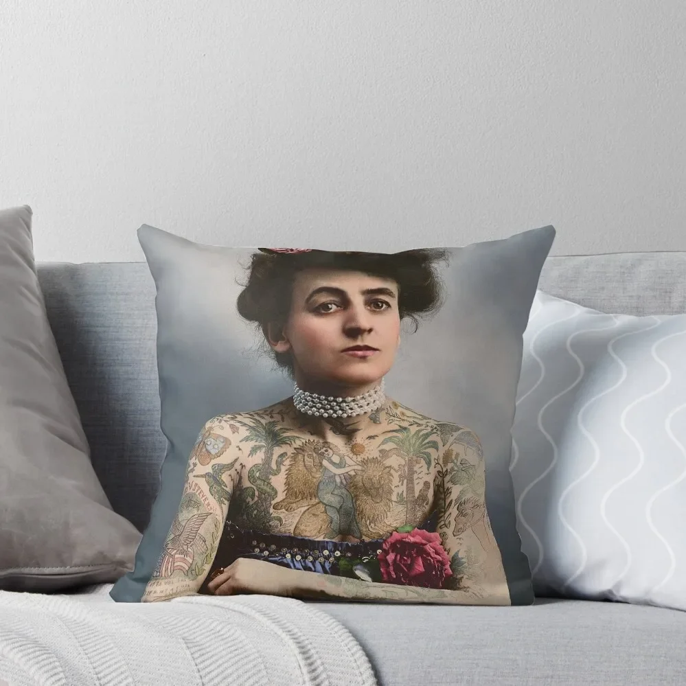 Maud Wagner, first female tattoo artist in US, 1907 Throw Pillow Decorative Pillow Covers For Sofa Decorative Cushion pillow