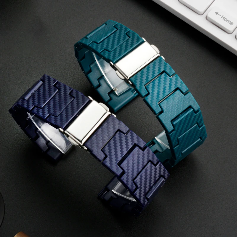 Bracelet de montre de remplacement en fibre de carbone, compatible avec plusieurs modèles, accessoire de bracelet à maillons pour montre intelligente