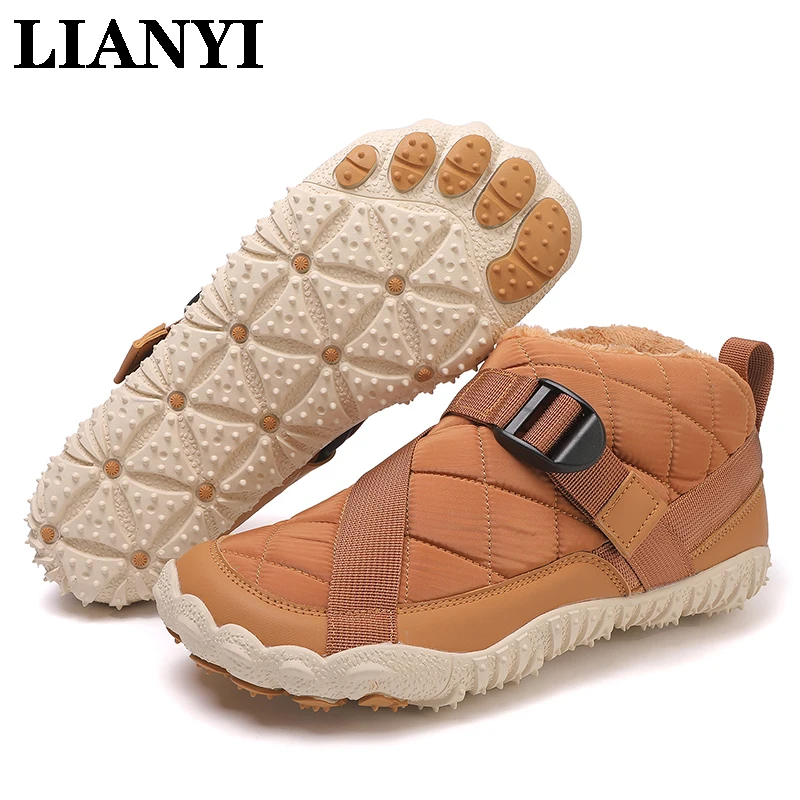 

LIANYI мужские зимние ботинки, зимняя хлопковая обувь, водонепроницаемый верх из материала, уличная повседневная спортивная походная обувь, стиль для пары, размер 47