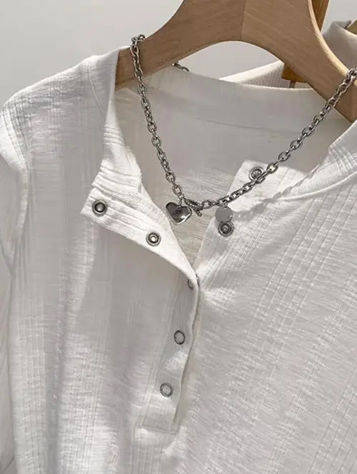 2025 الخريف/الشتاء أنيقة موضة جديدة نمط موضة عادية زر أسفل قميص تي شيرت ملابس نسائية الملابس النسائية #3