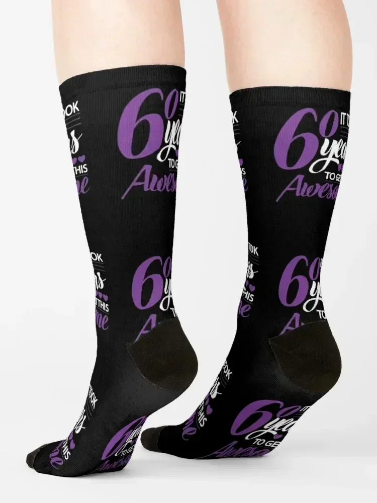 it took 60 years to get this awesome - funny birthday gift for men and women Socks crazy Stockings new year Women Socks Men's