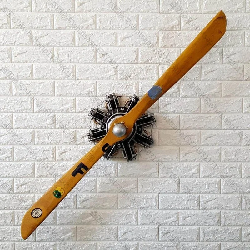 Suitable for Retro Handmade Metal Wood Creative Aircraft, Theme Restaurant Wall Propeller Model, Three-dimensional Decorative