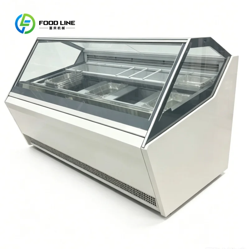 Customized High Quality Gelato Display Cases Freezer Display Counter Machine Ice Cream Display Cabinet for Dessert Shop
