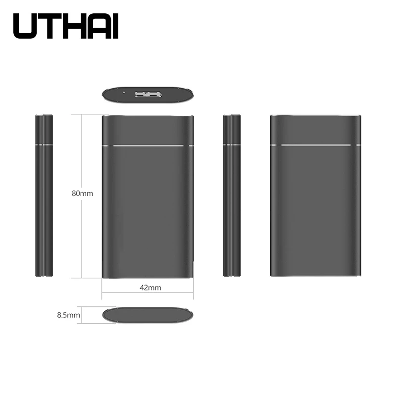 UTHAI T37 MSATA to USB3.0  HDD Enclosure Aluminum Alloy Adapter Mini-SATA SSD to USB3.1 Type-C HDD Case for 1.8 inch Sata3 Box