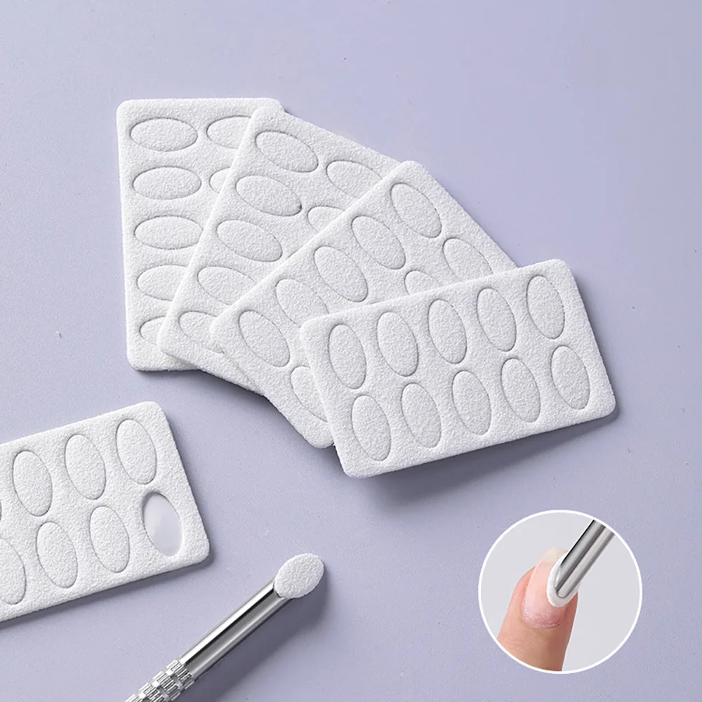 50pcs Pretreat Sanded Nail Pusher Pieces 100Grits Professional Sticky Trimming Patches Detachable Manicure Cuticle Remover Tools