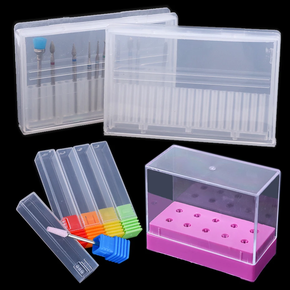 Acrylic Nail Drill Bit Storage Box Empty Stand Display Container Nail Case Cutter for Milling Machine Manicure Accessories BE867