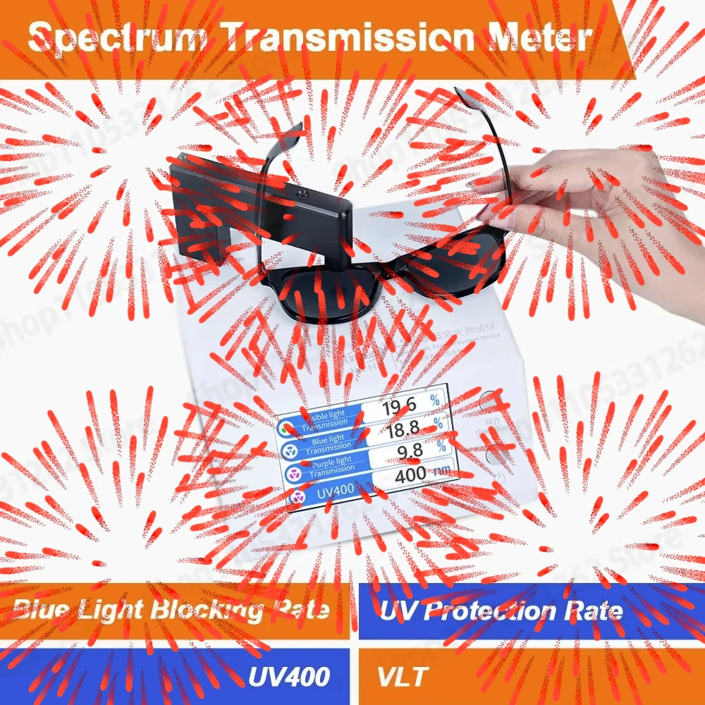 Linshang LS108 Blue Light Transmission Meter UV400 Tester for Glasses Lens Anti-Blue Light UV Rejection VLT Meter