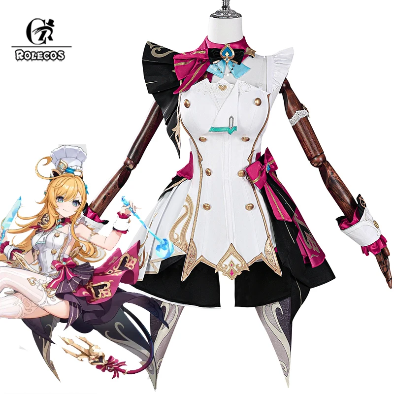 

ROLECOS Genshin Impact Escoffier Cosplay Costume Escoffier Costume Women Dress Role Play Halloween Carnival Party Fullset Outfit