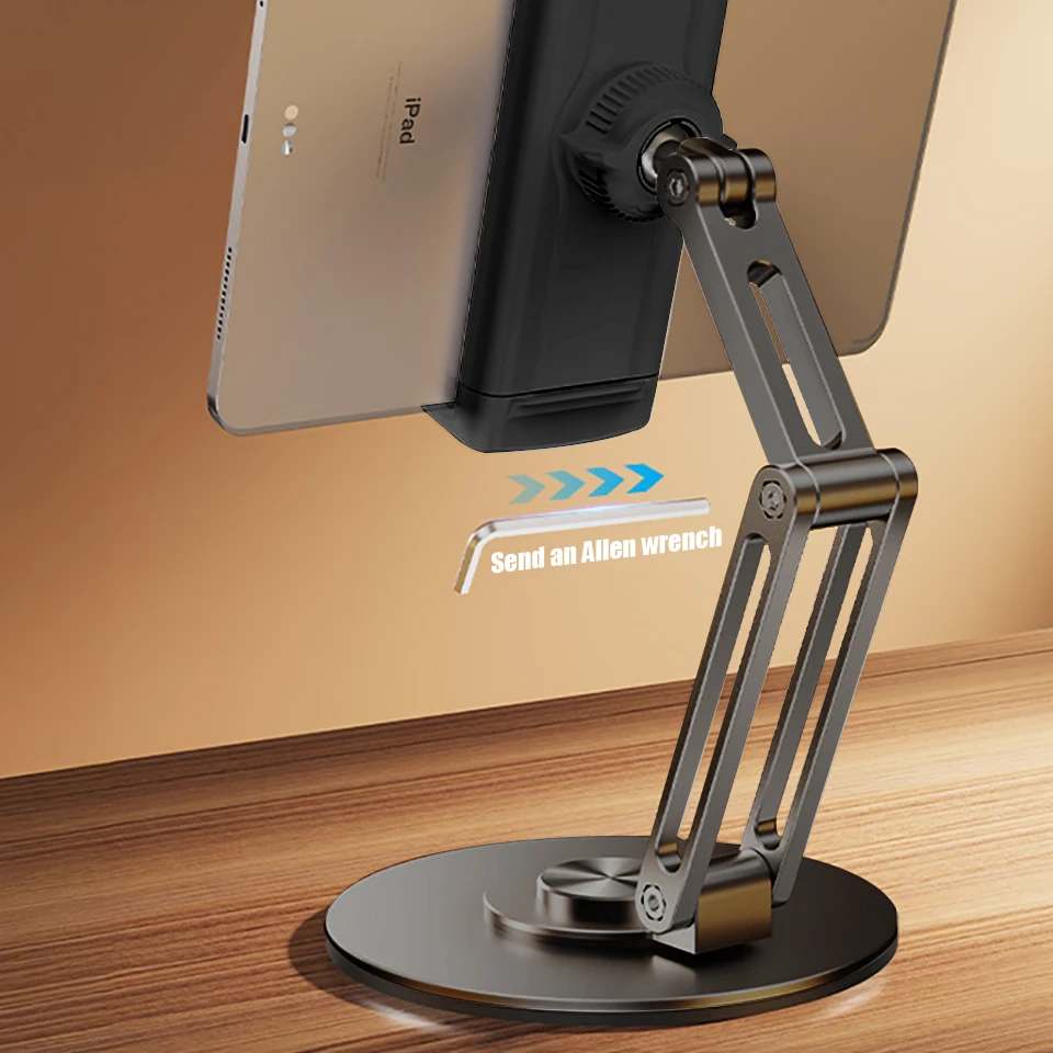 360 Rotation Tablet Stand Aluminium Alloy Foldable Desktop Phones Stand Desk Lazy Holder For iPad iPhone 16 15 14 13 12 Pro Max view 4