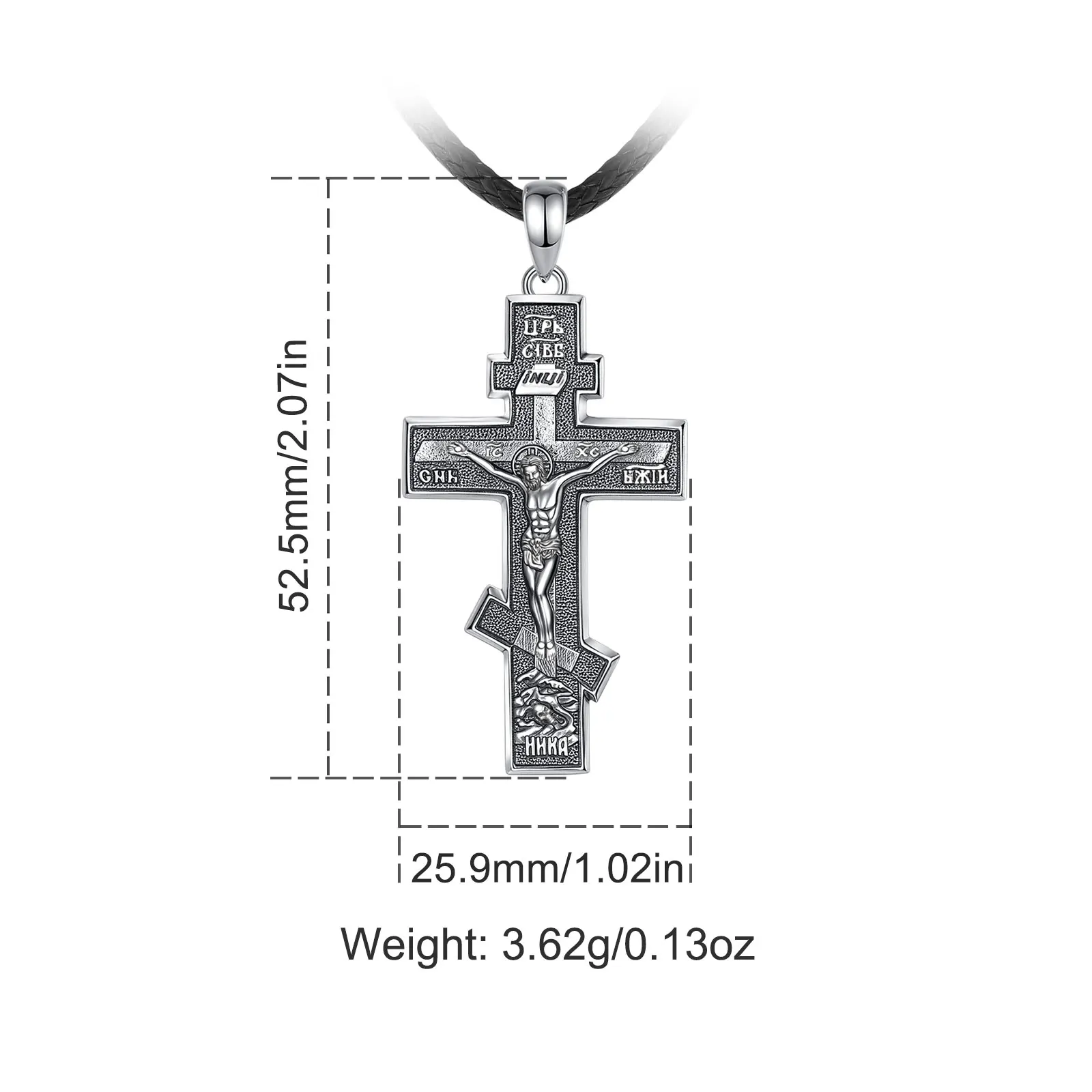 Eudora 925 Sterling Silver Orthodox Cross Necklace Jesus Cross Amulet Religious Rune Pendant Vintage Jewelry Personality Gift