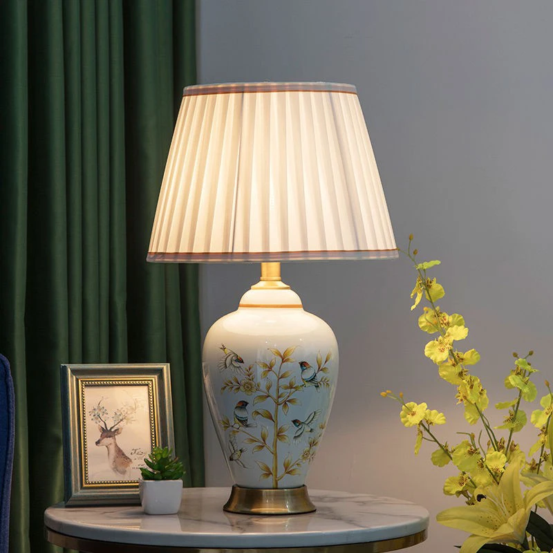 Contemporary Ceramics Table Lamp American Luxurious Living Room Bedroom  Bedside Desk Light Hotel Engineering Decorative
