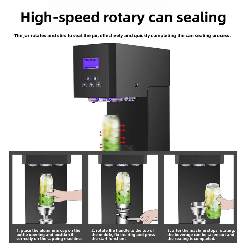 Intelligent Semi/Full-Automatic Can Sealing Machine for Bottles Cans Milk Tea Shops  Commercial Use Aluminum Lid LCD Display