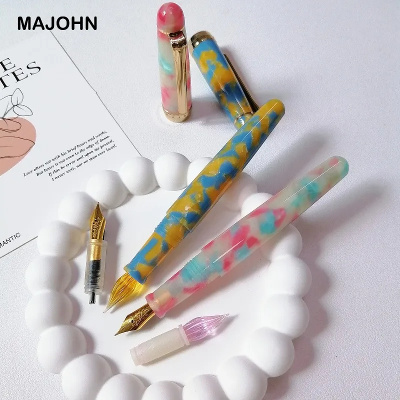 

MAJOHN S9 Final Acrylic Fountain Pen Colorful Lightweight EF/F Nib Resin Pen Body Smooth Writing Gift School Supplies Stationery