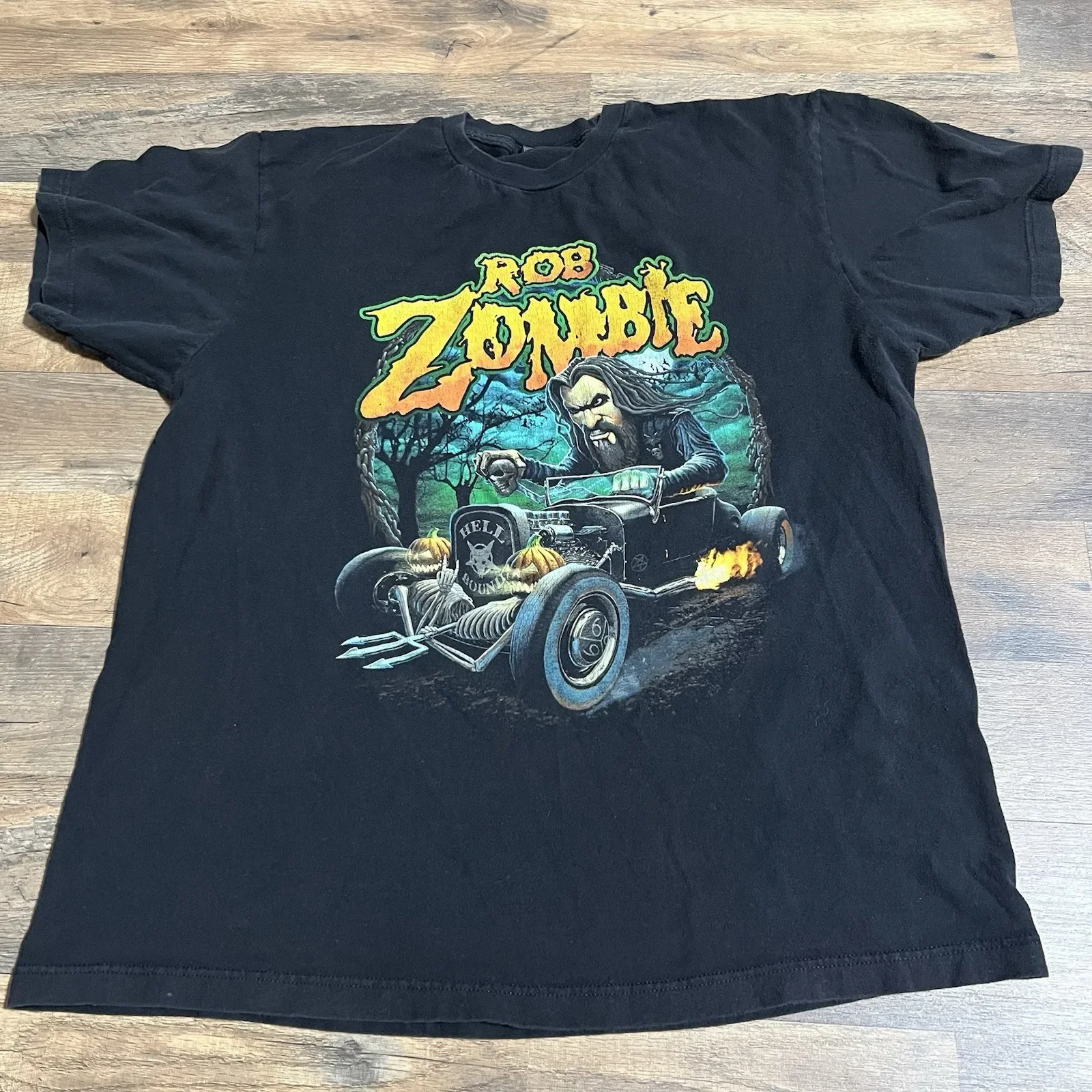 Rob Zombie T-Shirt Adults Size XL Black Hell Bound Dragula Rock Graphic Metal