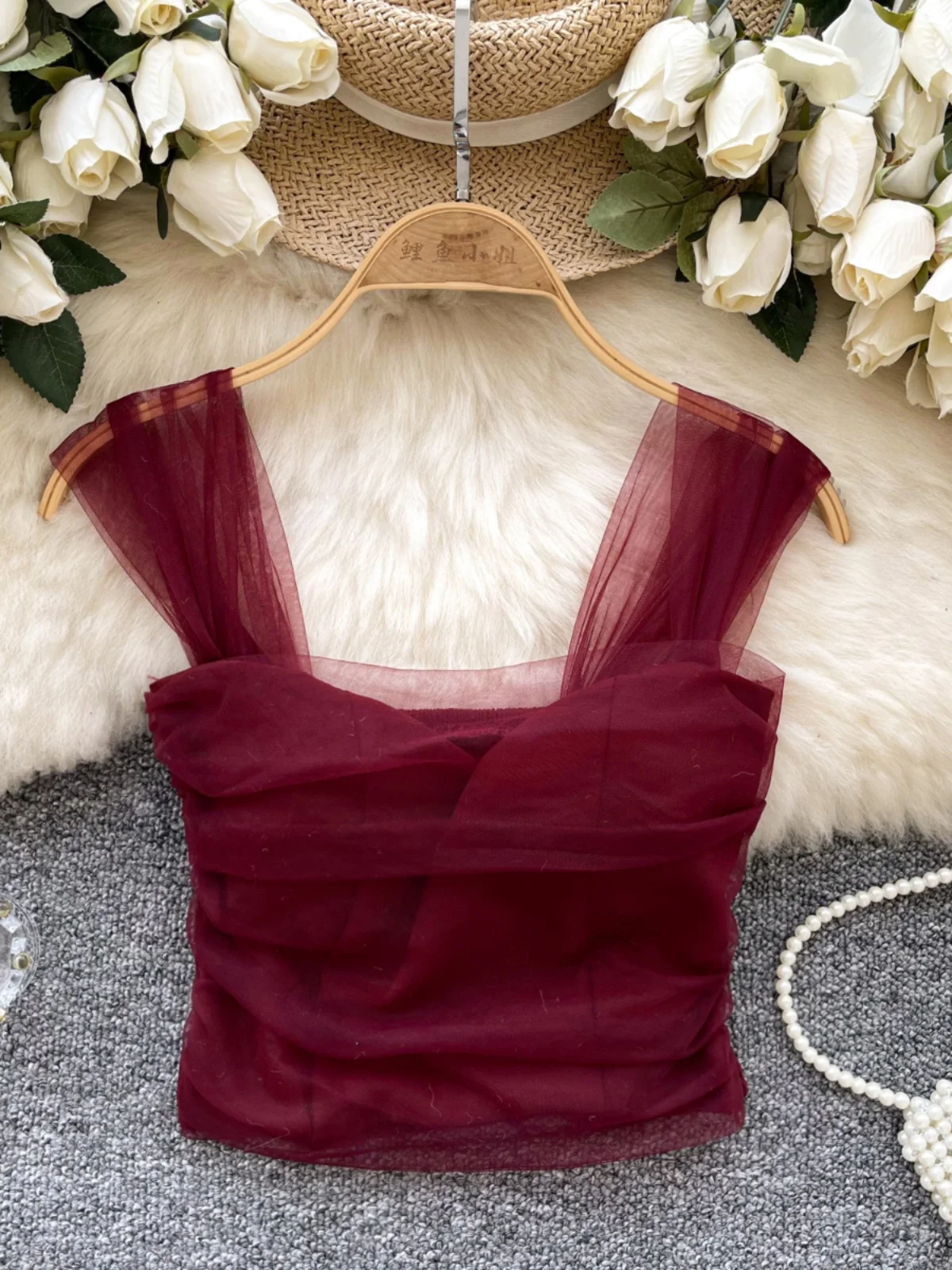 Slimming Mesh Suspender Short Backless Top Tight Fitting Women's Vest Fashionable Sexy Versatile Top 2025 Spring New Collection