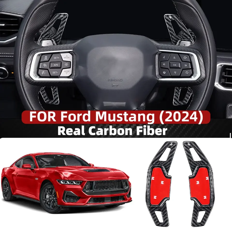 True Carbon Fiber Steering Wheel Paddle Retrofit for Ford Mustang