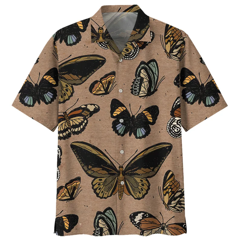 Color Butterfly Pattern Hawaiian Shirts For Men Women Insect 3D Printed Blouse Summer Loose Aloha Shirts Street Short Sleeve Top