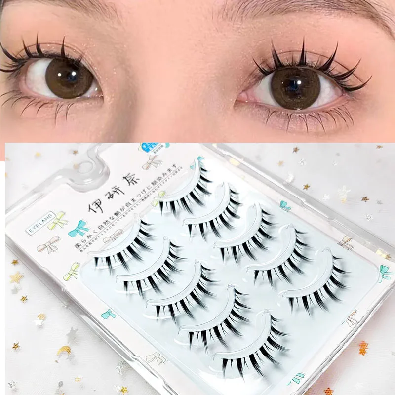 Nuovo stile 5 paia donne trucco giapponese naturale ciglia finte breve sottile estensione ciglia Cosplay ciglia finte all'ingrosso