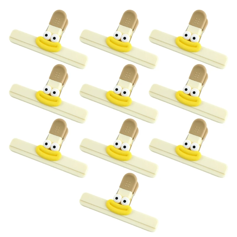 Conjunto 10 clipes pequenos para sacos com alça silicone, clipe multiuso para vedação chips lanches, ferramenta