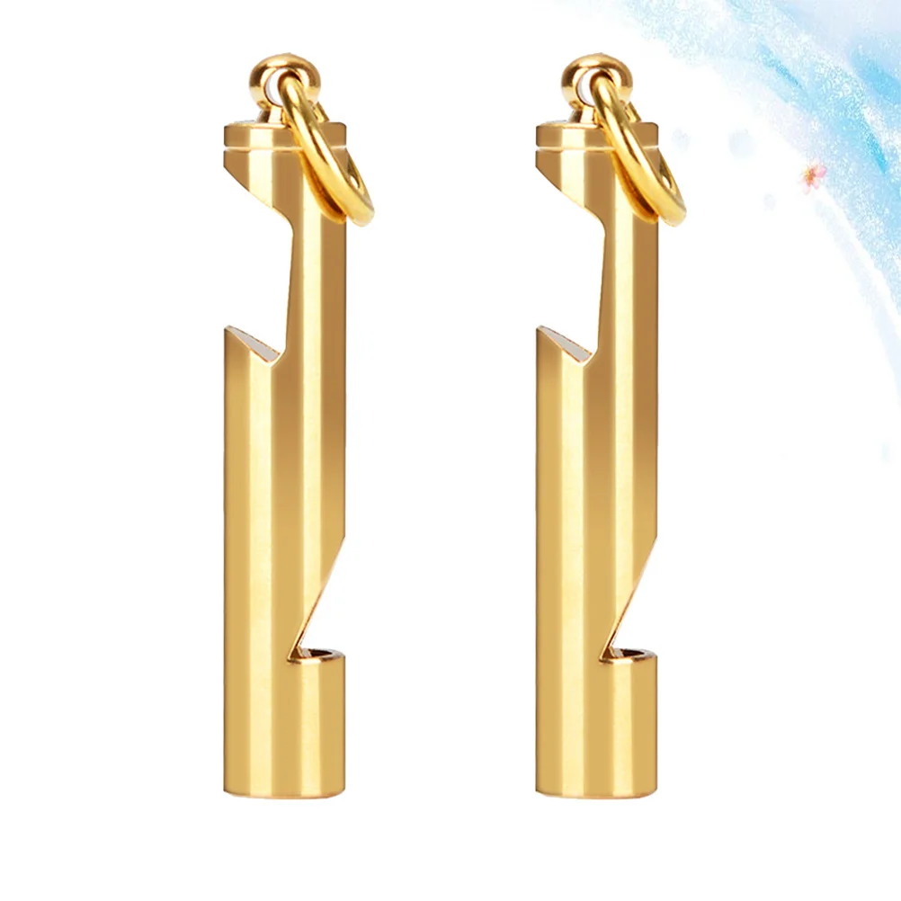 2Pcs Premium Copper Whistle Loud Emergency with Bottle Opener Golden Portable for Sports and Training