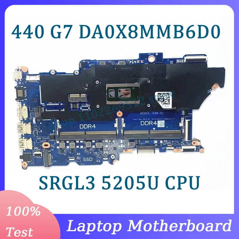 Mainboard DA0X8MMB6D0 For HP ProBook 440 G7 450 G7 Laptop Motherboard With SRGL3 5205U CPU 100% Fully Tested Working Well