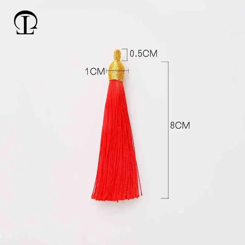 5Pcs/lot 8cm GoldenCap Tassel Silk Fringe Mini Tassel Bangs Flower Tassel For DIY jewelry Earrings Accessories Home Decor