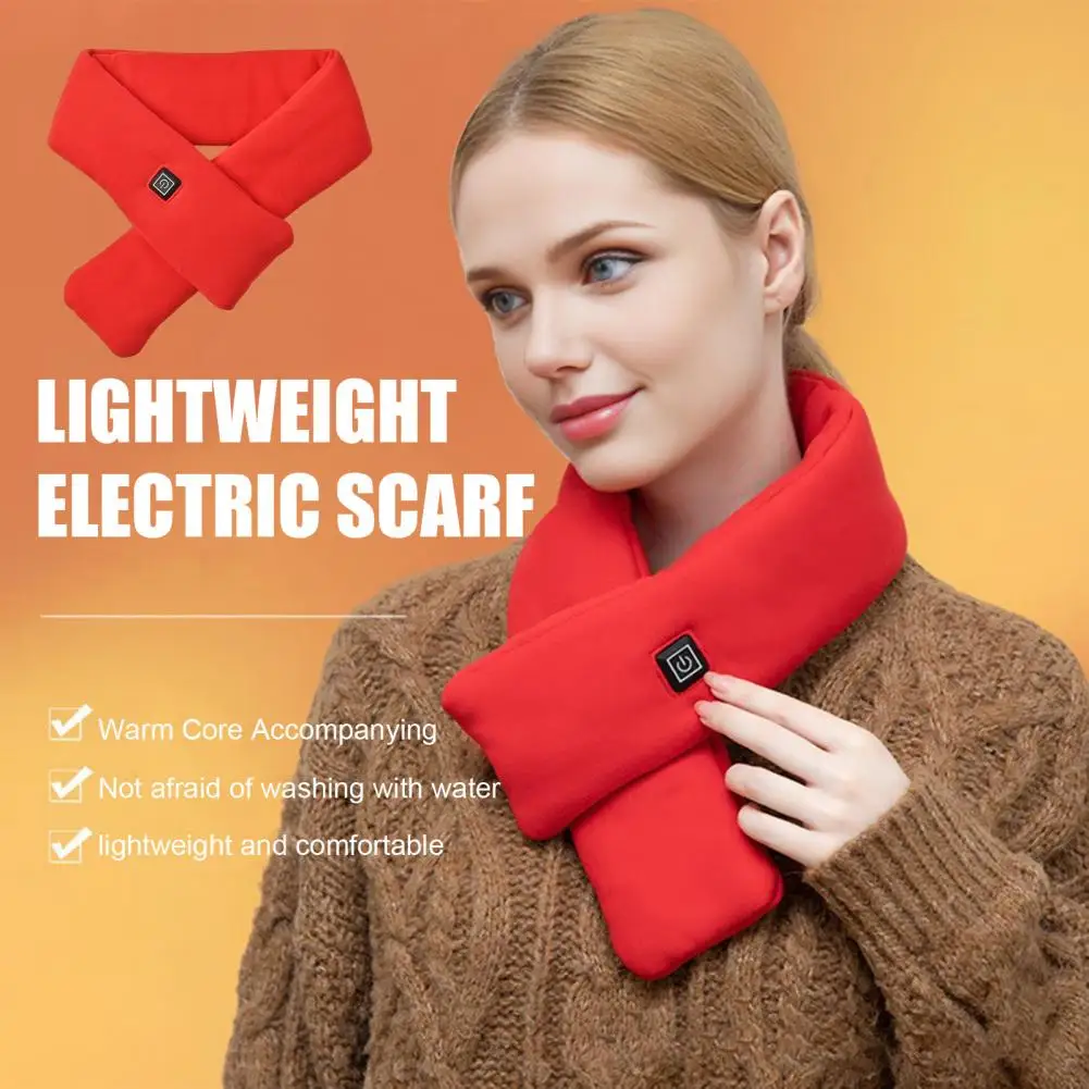 Heated Scarf Waterproof Fabric Fast Heating Electric Heated Scarf Rechargeable 3 Temp Settings Winter Warm Electric Scarf