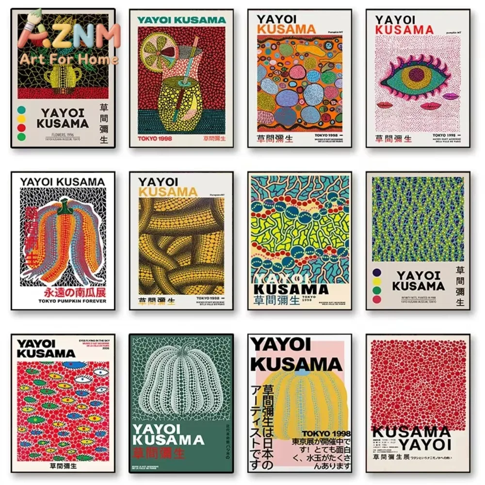 

1 шт. Постер с изображением тыквы и цветов в стиле Яёи Кусамы, абстрактная картина на холсте для декора комнаты и дома