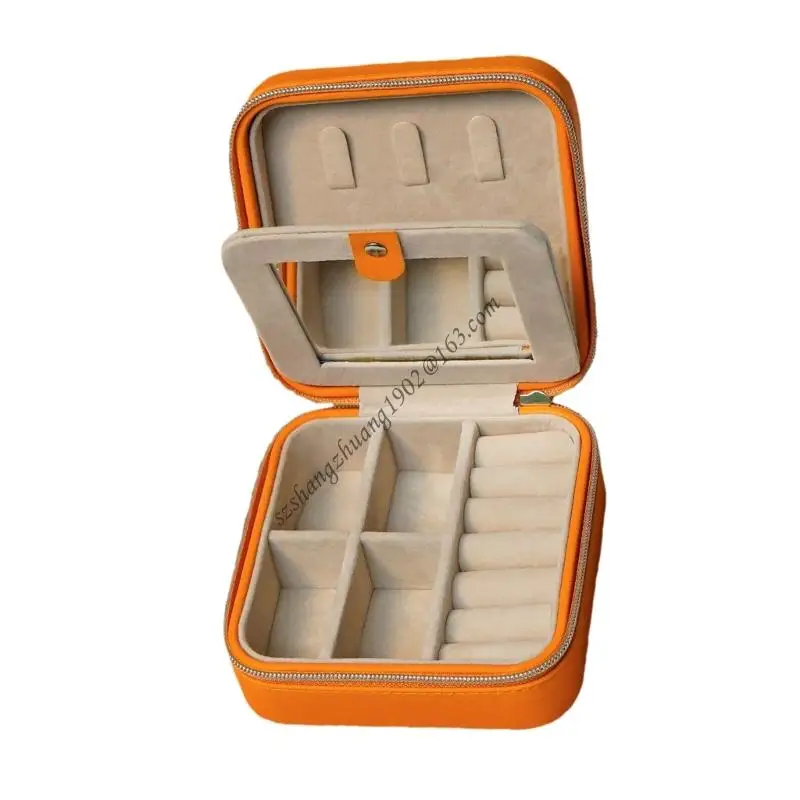 

Q6RB Jewelry Travel Case with Scratch Proof Lining And Practical PU Construction Storage Solution For Earrings Bracelets