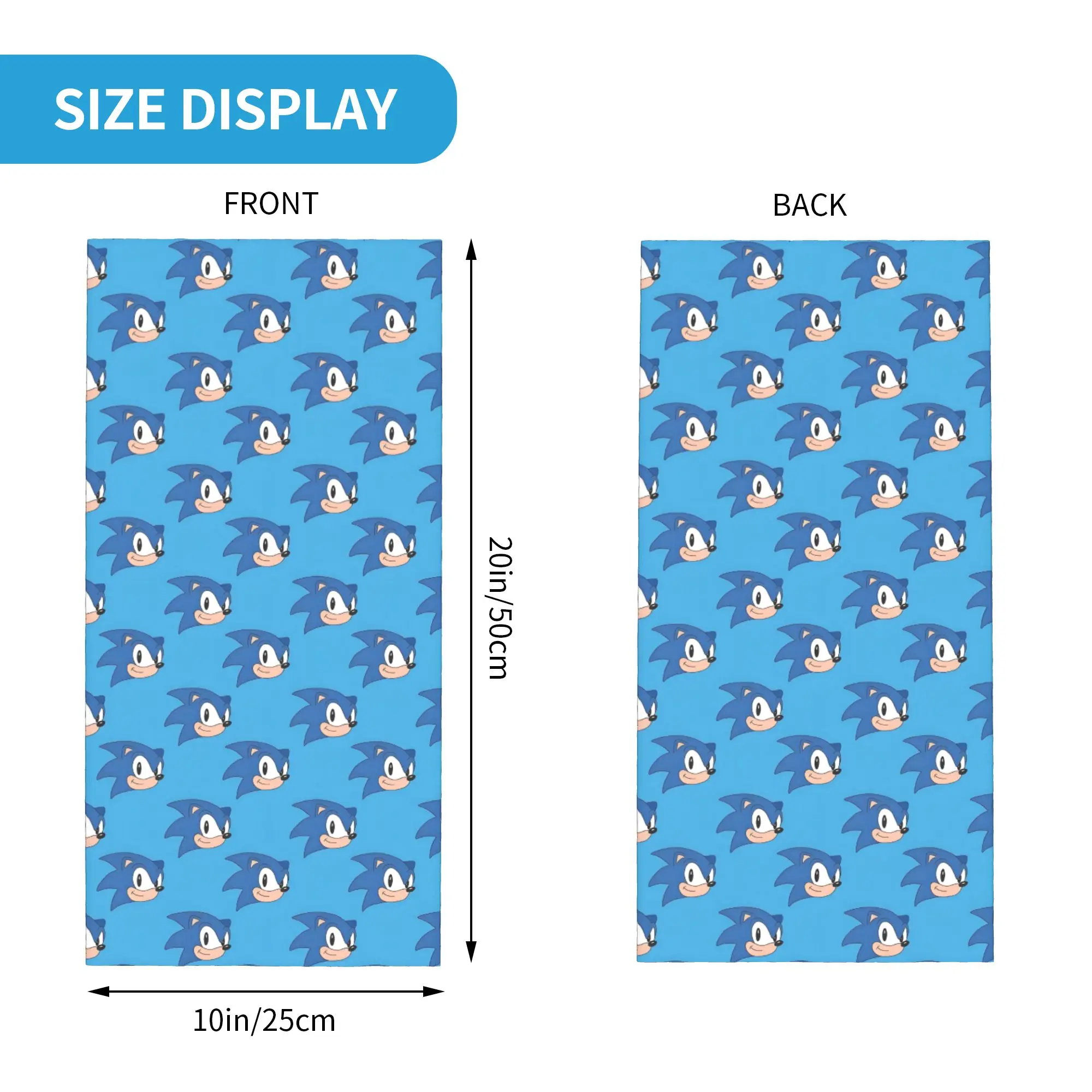 Custom Soniced Winter Headband Neck Warmer Women Men Hiking Hunting Tube Scarf Hedgehog Game Face Bandana Gaiter