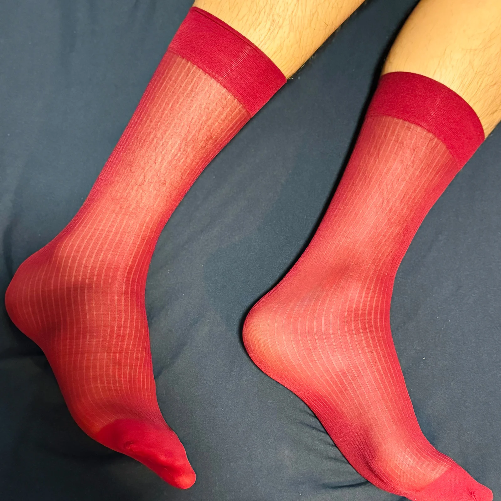 CLEVER-MENMODE Hommes Bas Tube Chaussettes Sexy Translucide Formelle Ultra-mince Sheer Gentleman Nylon Perconsiderfur s Chaussettes