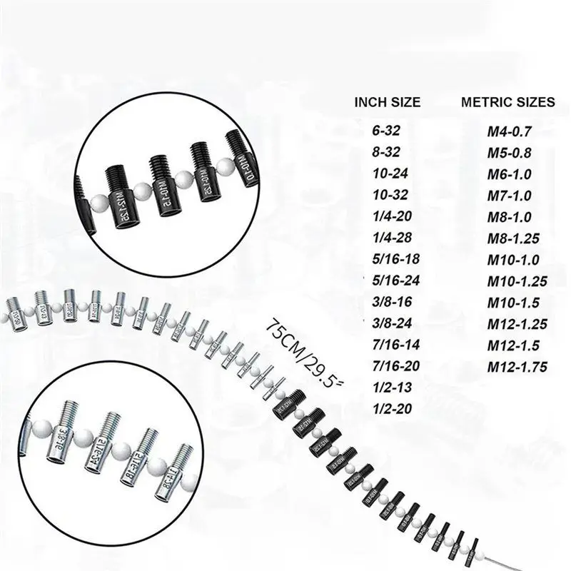 AAAF 2X Portable Thread Tester Bolt Nut Screw Bolt Nut Screw Checking Checker 26 Male/Female Size Gauge Measuring Tool Kit