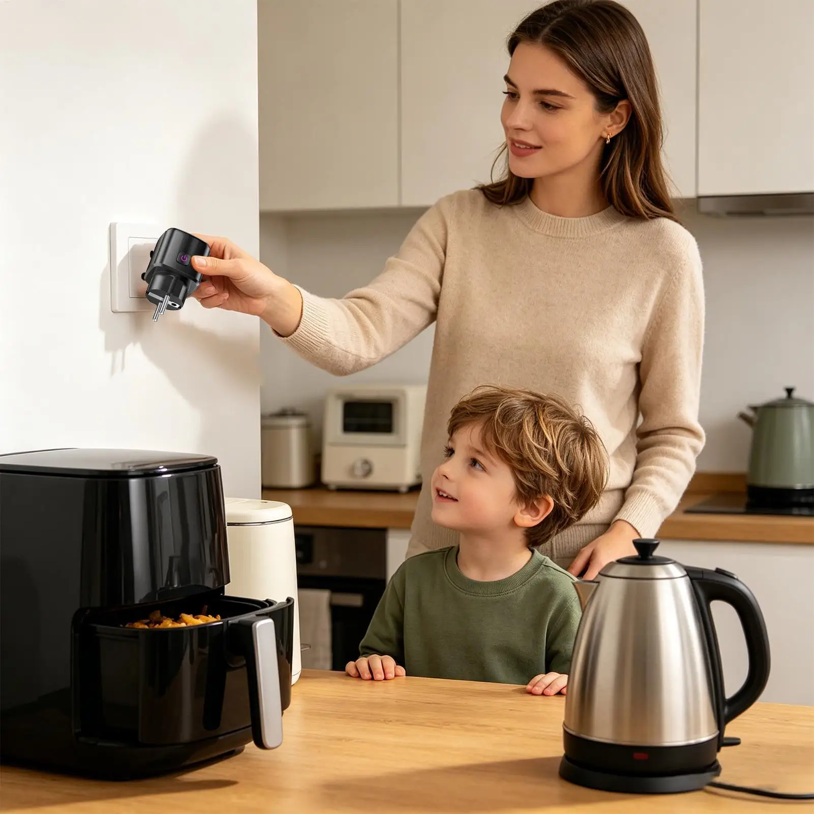 For Google Home、Alice、SmartThings Smart Outlet Socket With Energy Monitoring WiFi Wireless Smart Outlet For Men Women