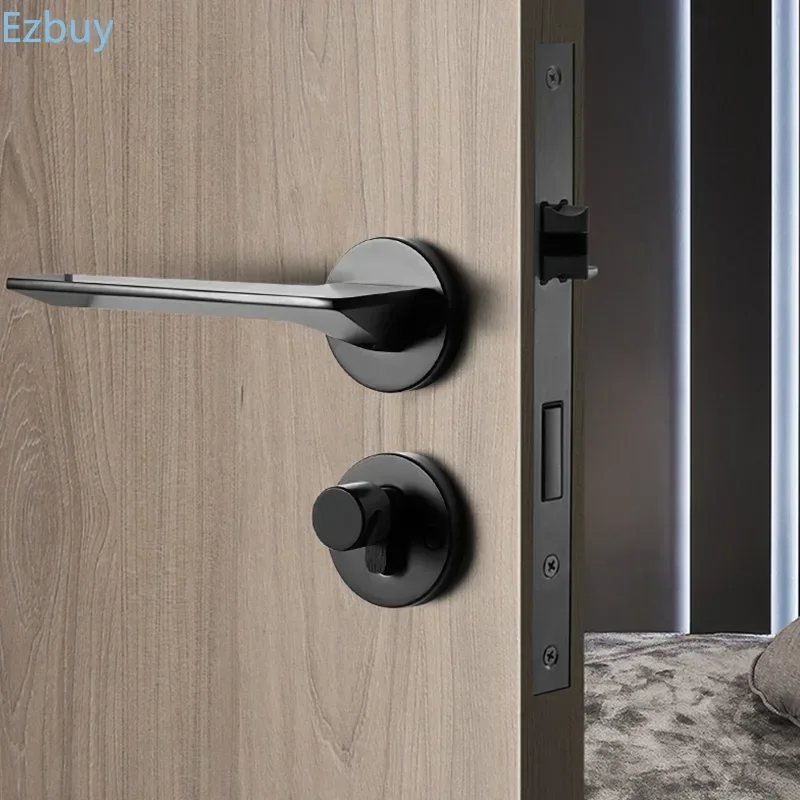 Minimalist Square Door Handle: Black & New Gold Design, Modern Interior Lever, Suitable for Bathroom & Wooden Doors, Stylish Hom