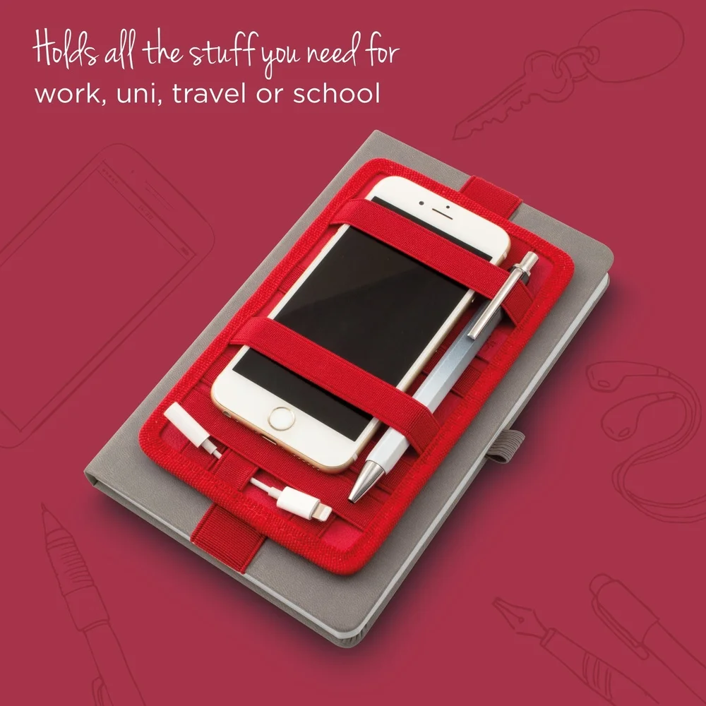 دفتر ملاحظات مرتب، حامل مرن، حامل قرطاسية، حاملات كتب، فكرة هدية، تصميم أنيق، لون أحمر غير قابل للانزلاق